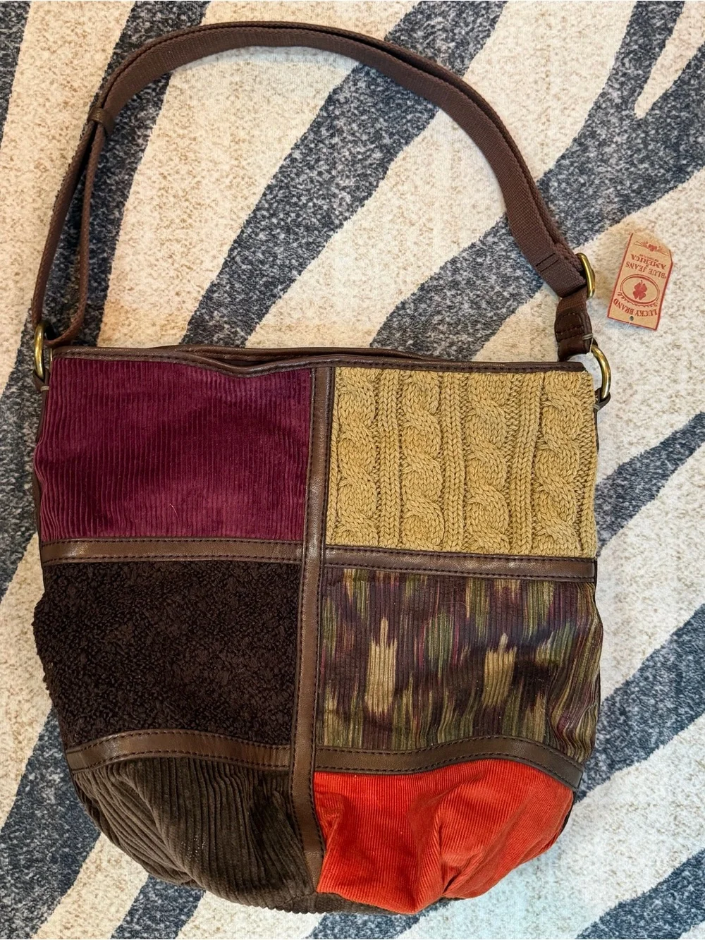 Y2K Lucky Brand Boho Hippie Patchwork Hobo Bag nwt
